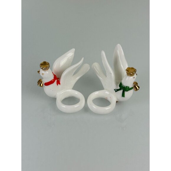 Napcoware Dove Taper Candle Huggers Christmas Holiday Decor Ceramic Taiwan VTG - Picture 5 of 16